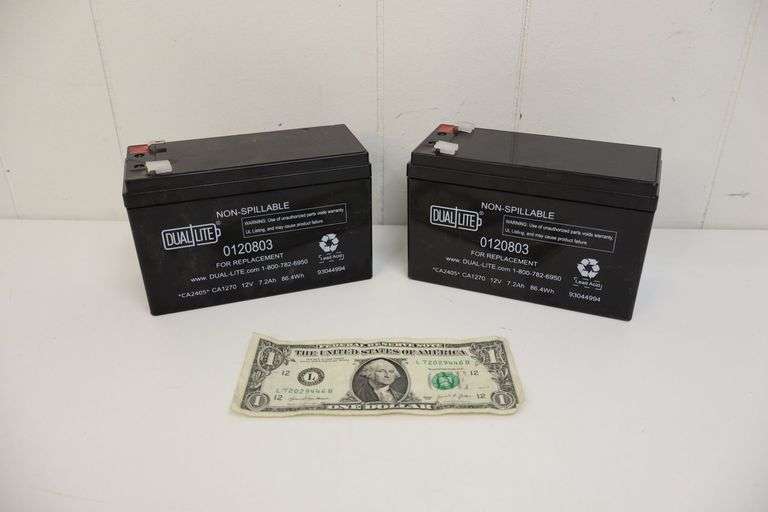 NEW Lot of TWO DualLite Sealed Lead Acid 12v 7.2ah Batteries! (1B)