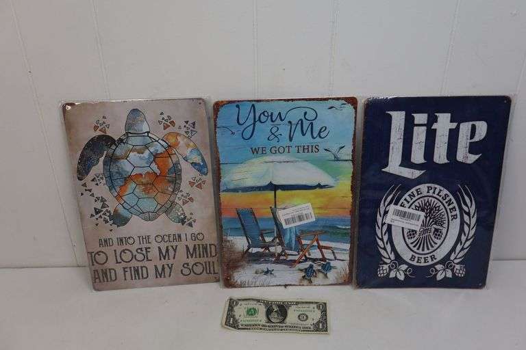 NEW Lot of THREE Metal Signs! (3A)