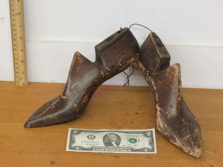 Two Vintage Stewart & Potter, United Last Company Wooden Cobbler's Lasts as shown