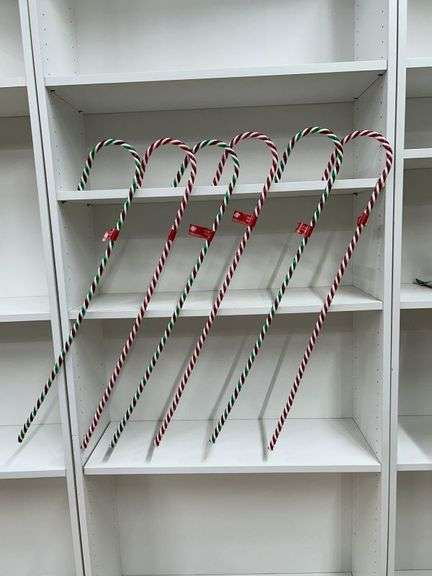 6 Hard Plastic Candy Cane Yard Ornaments Christmas House-New