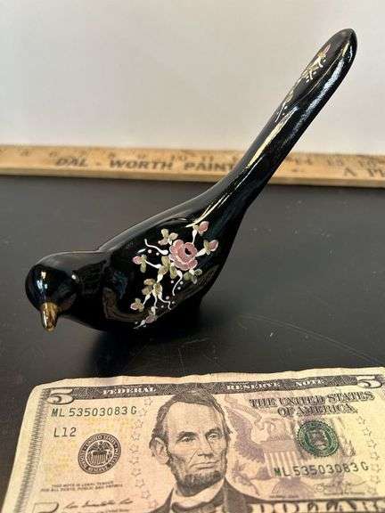 Beautiful Fenton Ebony Copper Rose Glass Bird-Excelent Condition