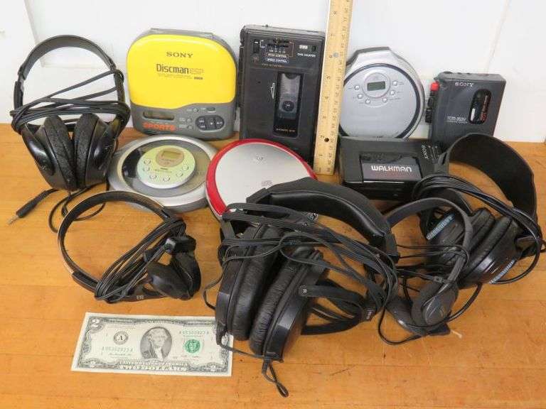 Lot of Seven Personal Recorders/Media Players and Five Pairs of Headphones as shown, untested