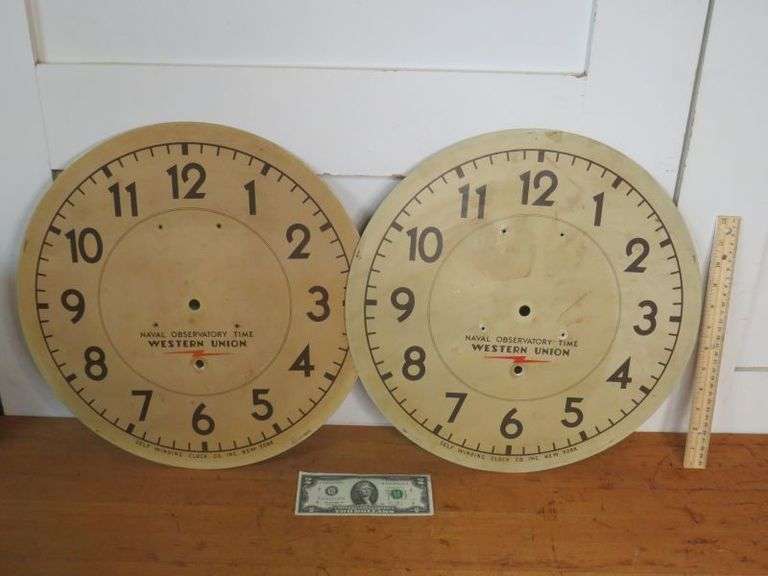 Two Vintage Metal Naval Observatory Time, Western Union, Self Winding ...