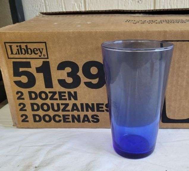 Case of 2 Dozen Blue Libbey Glasses. ~ cash only ~.  ( row 5)