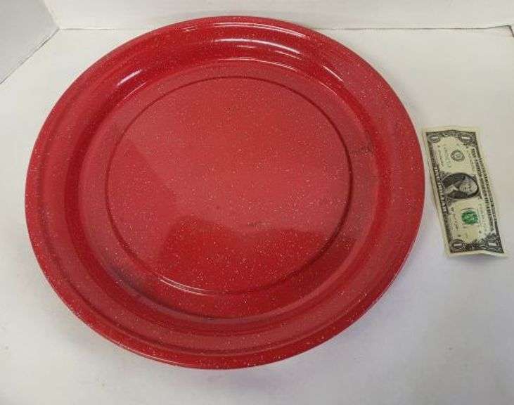 Red Graniteware Platter ( Crate & Barrel).  ~ cash only ~.   (1C)