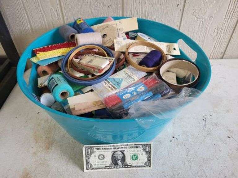 Tub of Sewing and Crafting Supplies. ~ cash only ~. (2A)
