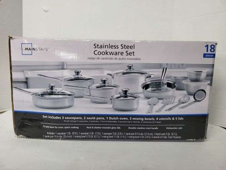 Stainless Cookware. Appears to be all there. ~ cash only ~. (4B)
