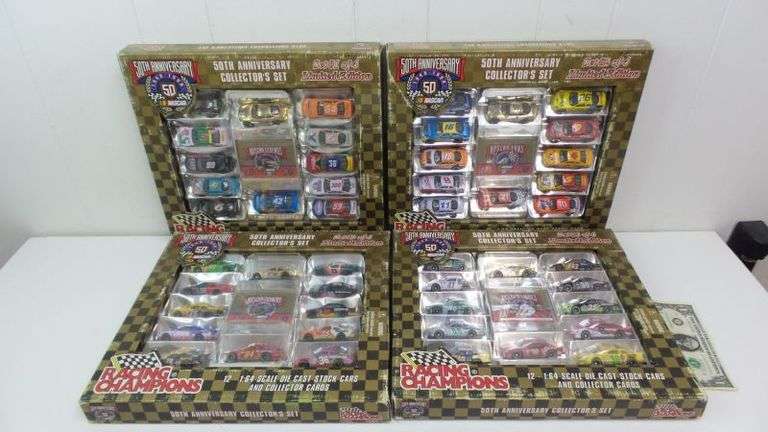 $$ Complete Set of FOUR 1998 Racing Champions 50th Anniversary Limited Edition NASCAR Collector's Sets! (7B)