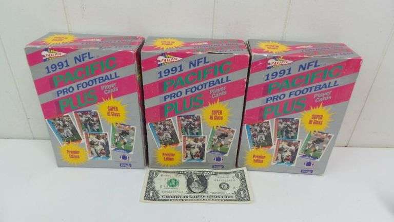 Lot of THREE 1991 NFL Pacific Pro Football Plus Player Card Sets!! (7B)