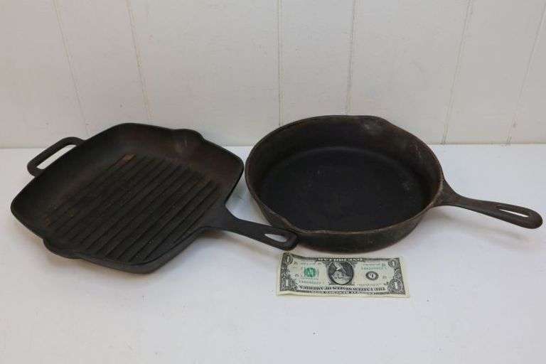 Cast Iron Grill Pan AND #8 Skillet! (T1)