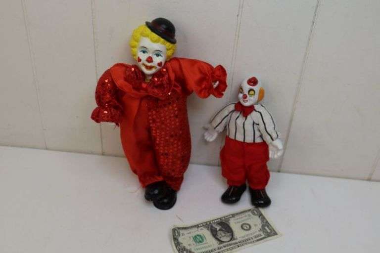 Lot of TWO Neat Vintage Porcelain Clowns! (T1)