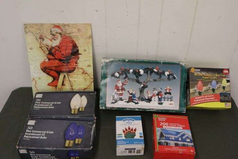 NEW Assorted Lot of Christmas Lights, Metal Sign, Replacement Bulbs & MORE! (15D)