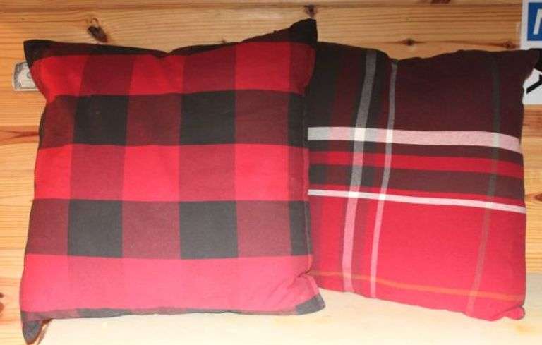 Large Throw Pillows-Red and Black Plaid.  9B