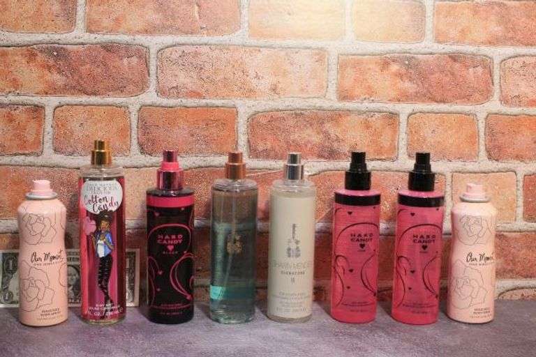 Body Sprays-Our Moment One Direction x2, Cotton Candy, Hard Candy Black, Hard Candy Pink x2, Shawn Mendez Signature and Signature ll.  3C