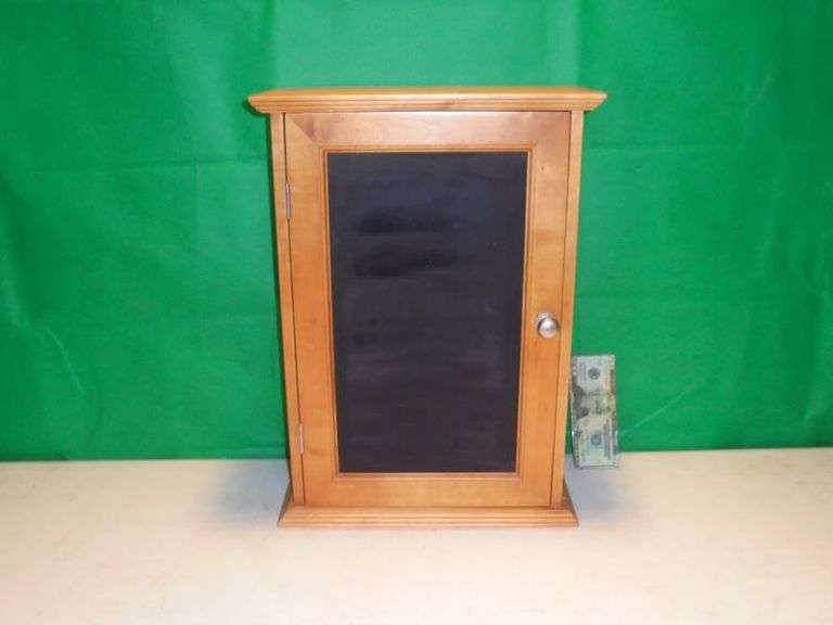 Small Cabinet w/ 2 Shelves inside.  Chalk Board Finish on the Door!  14 x 6 x 19 tall.