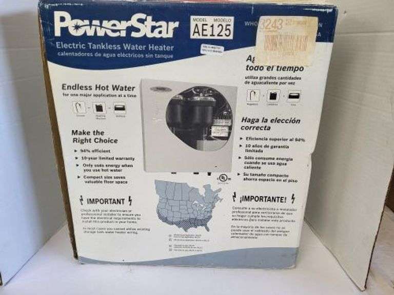 Unused in Box – PowerStar Electric Tankless Water Heater. ~ cash only ~. (1C)