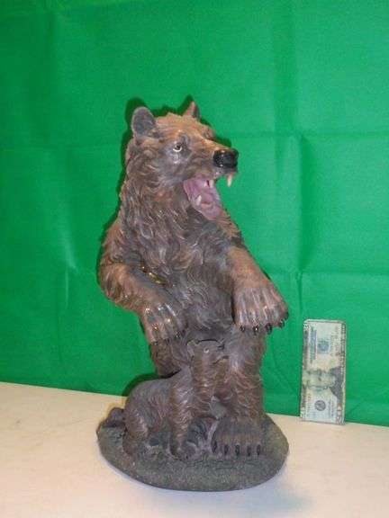 Resin Bear w / Cub Figure, arm has been repaired, a good repair.