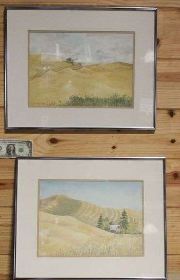 M. Ullrich Signed Watercolor Matted and Framed Paintings-20.25" x 16.25".  12A