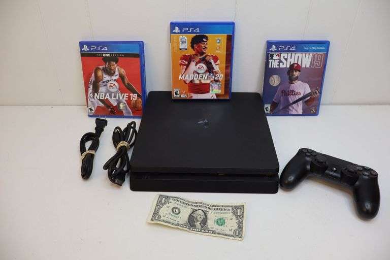Sony PlayStation 4 Slim w/3 Games & Wireless Controller! Works all the way! (3A)
