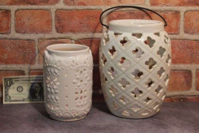 Ceramic Decorative Lanterns with Handles.  11C