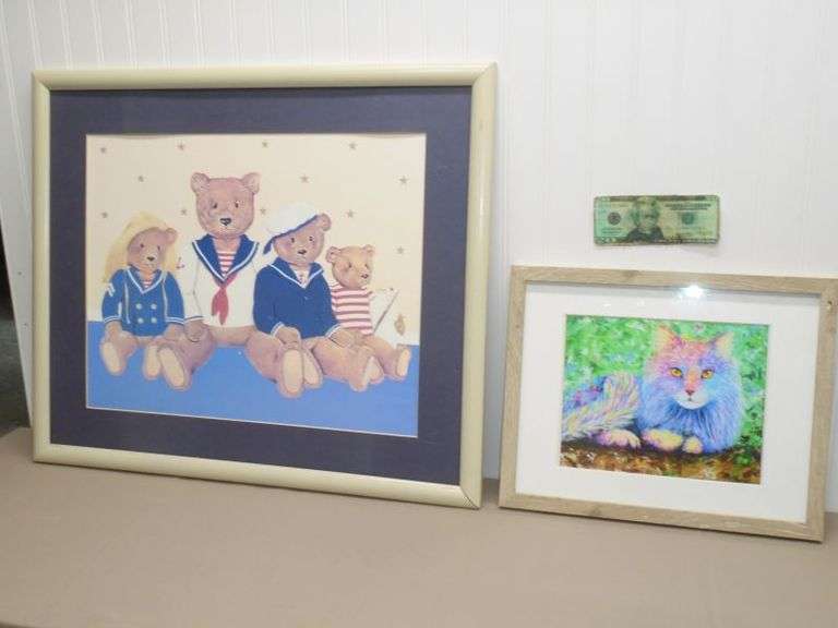 Family of Teddy Bears and a Cat Print Texas Online Auction House