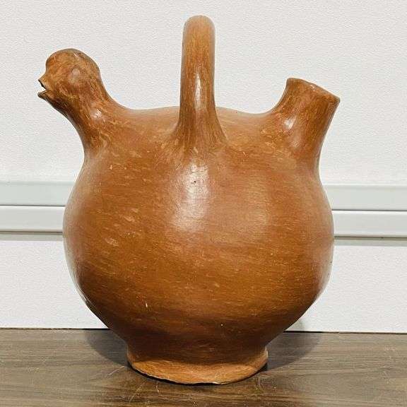 Vintage Style Double Spout Old Mexico Pottery Terracotta Clay Water Vessel Pot