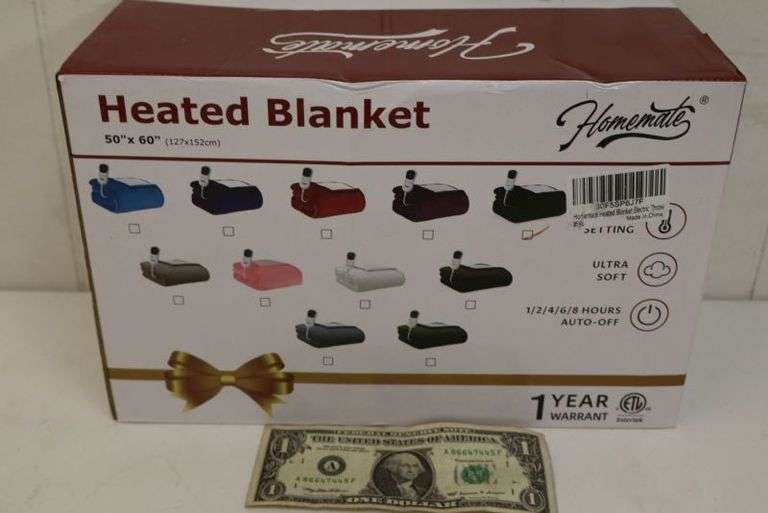 NEW 50x60 Heated Throw Blanket! Black. (2A)