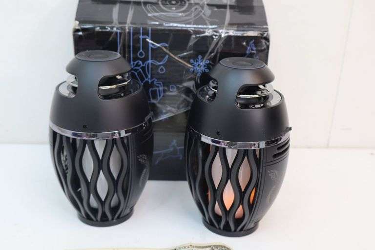 2-PACK of LED Flicker Flame Portable Bluetooth Tiki Speakers! (T1)