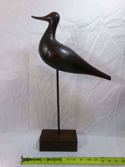 Hand-carved wooden shorebird decoys mounted on wooden base 22" tall $$