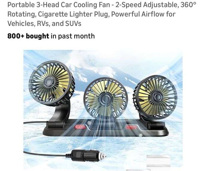 Portable 3-Head Vehicle Cooling Fan! (T1)