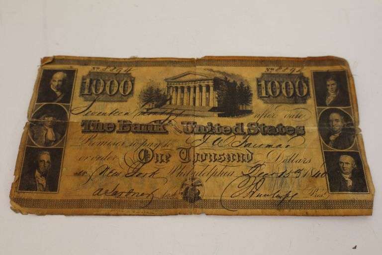 Vintage 1960's Infamous 1840 $1000 Bank Note Reproduction Collectible ...