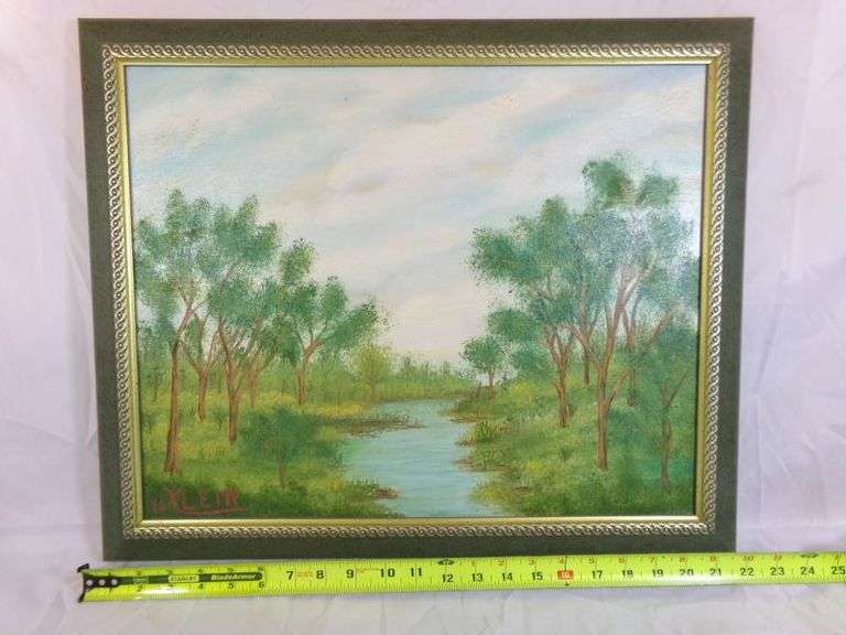 Very nicely framed original oil painting signed by artist Klein "86" 23x19"