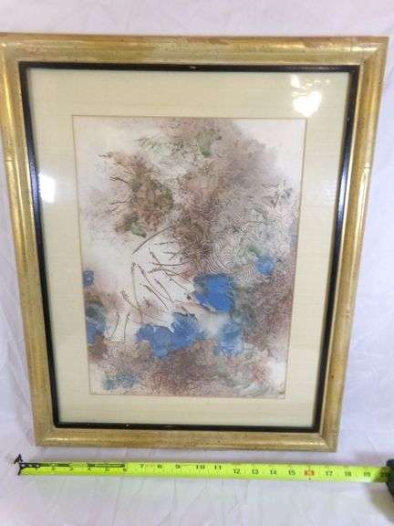 Limited Edition Print no. 52/70 of 1976 abstract by artist Yannick Ballif titled "Abstraction" 18x22"