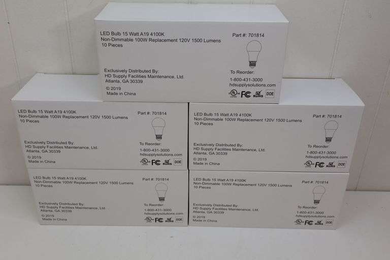 NEW Lot of FIVE 10-Count Boxes of Standard LED Light Bulbs! (8B ...