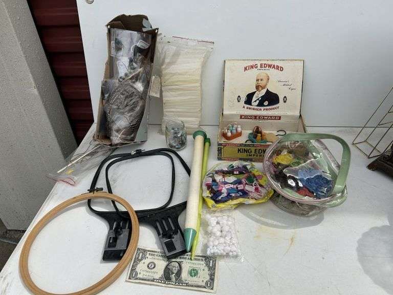 Misc. Craft Lot-Glue sticks, feathers, floss, beads