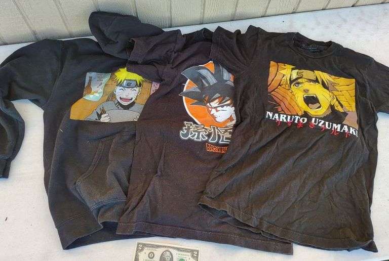 Lot of 3 size small Naruto and Dragonball Z shirts