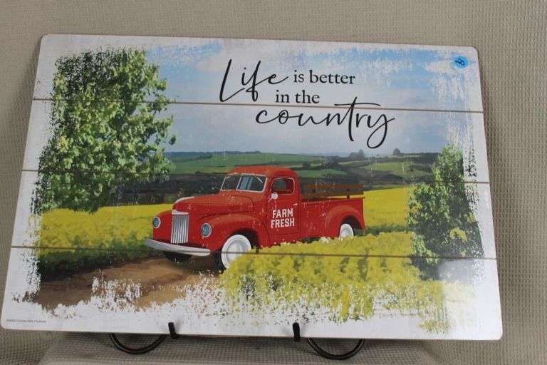 CASH ONLY New 23.5 x 16 "Life is Better in the Country" Wooden Sign - Very Cute  (L3=3)