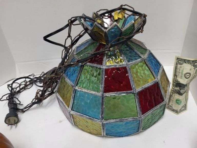 Leaded Glass Plug in Swag Lamp. ~cash only ~ ( row 3)