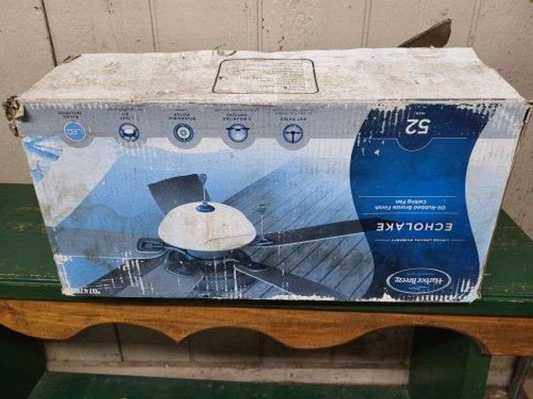 52” Ceiling Fan. Box rough – but appears unused w/ all parts.  See extra image. ~cash only ~. (4D)