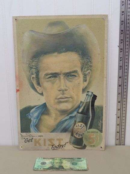 James Dean metal advertising sign, Kist.