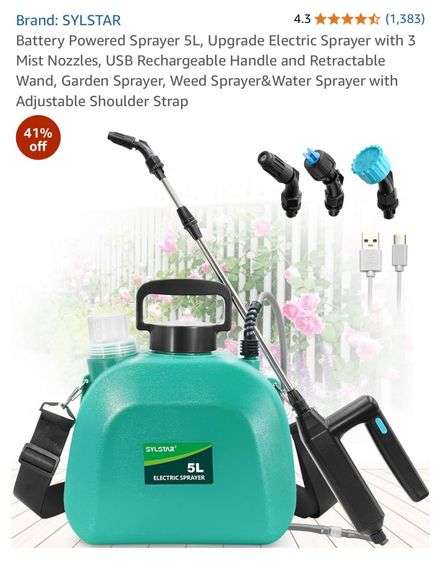 NEW Rechargeable 5L Electric Garden Sprayer Kit! (1C)