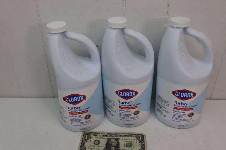 NEW Lot of THREE 2-Quart Jugs of Clorox Turbo Disinfectant Cleaner! (6B)