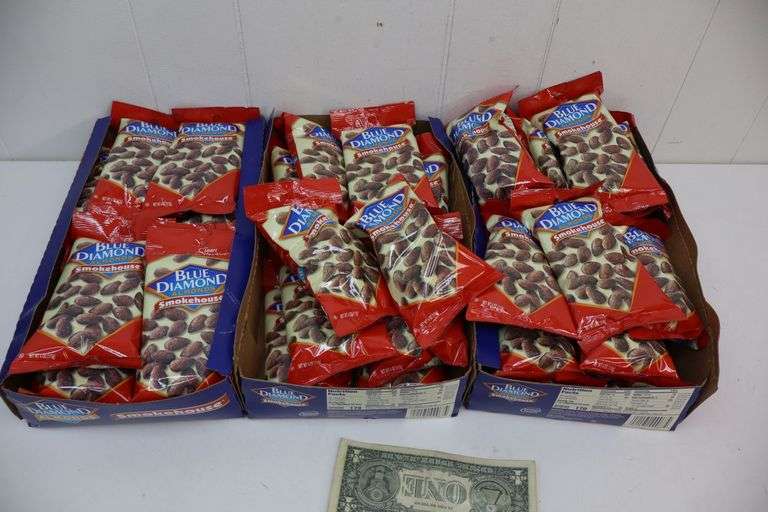 NEW Lot of THREE 12-Count Boxes of Blue Diamond Almonds! Smokehouse Flavor! (6C)