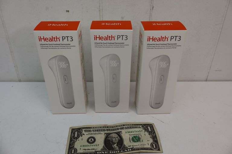 NEW Lot of THREE iHealth PT3 Infared No-Touch Forhead Thermometers! Includes batteries! (15B)