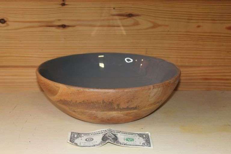 Wooden Bowl with Smooth Contrasting Finish Serving Bowl.  W8C