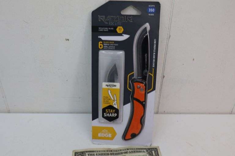 NEW Outdoor Edge Razor EDC Lite Folding Carry Knife w/SIX Replacement Blades! (12B)