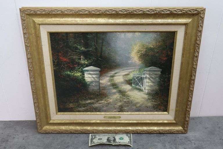 $ Gorgeous "The Autumn Gate" Oil Painting on Canvas by Thomas Kinkade 20.5" x 17.5" w/Certificate of Authenticity! (15A)