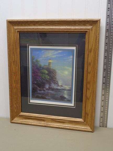Nice, THOMAS KINKADE Print framed and matted under glass.