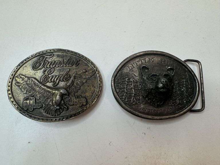 Neat Lot of TWO Vintage Brass Belt Buckles! (9C)