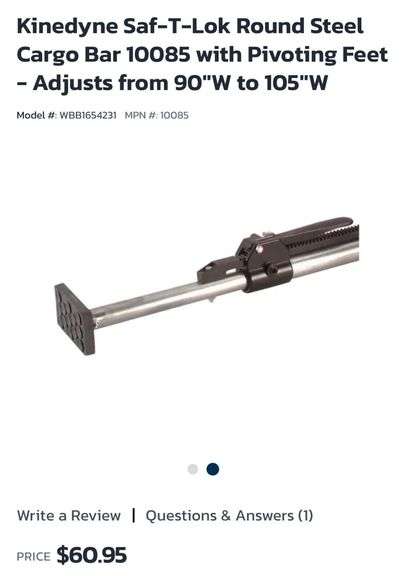NEW Kinedyne Saf-T-Lok 89"-105" Adjustable Cargo Bar w/Pivoting Feet! (W1)